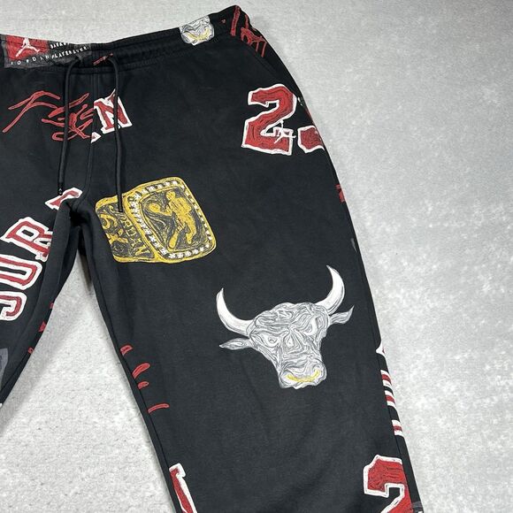 Jordan Brooklyn Fleece All Over Print Joggers Pants Mens 3XL Black Sweatpants - Picture 3 of 15